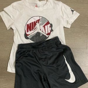 Nike short and shorts. White red and grey. Boys size 7